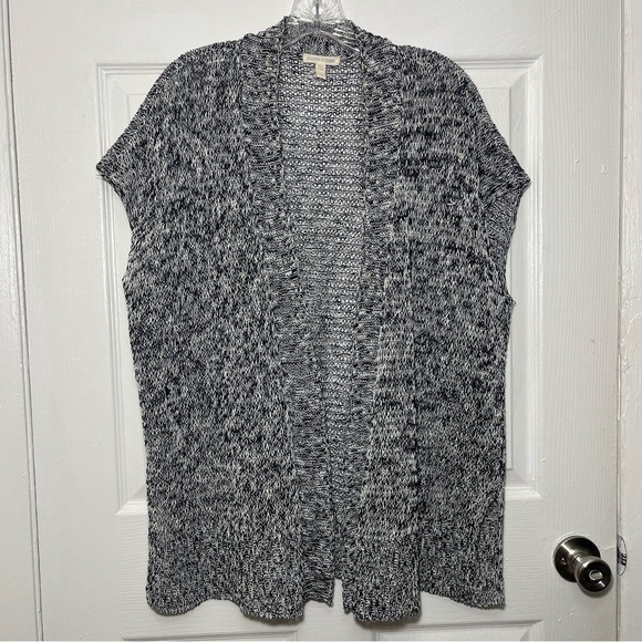Eileen Fisher Sweaters - EILEEN FISHER Black and White Open Front Loose Knit Cardigan | size small